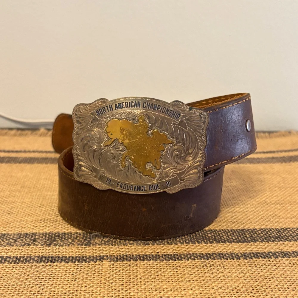 North American Championship Brown Leather Belt - 37”